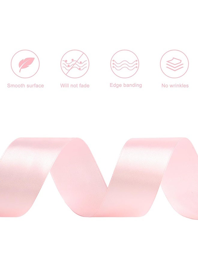 دبليو أف أف أو شريط ساتان وردي فاتح - شريط ساتان قماشي بعرض 1-1/2 بوصة × 25 ياردة لتغليف الهدايا، الحرف اليدوية، صنع أشرطة الشعر، إكليل الزينة، تزيين حفلات الزفاف ومشاريع خياطة أخرى - Image 2